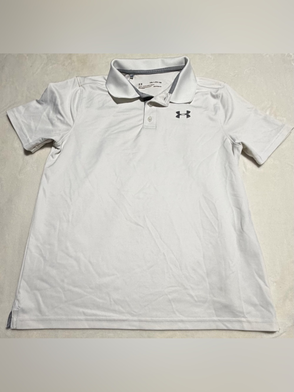 Under Armour White Polo with Gray Logo Trim